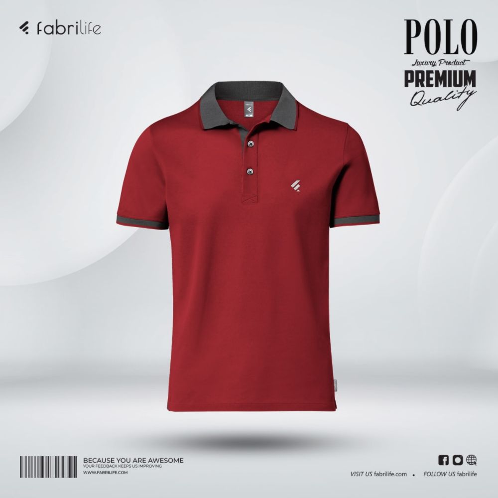 Fabrilife Single Jersey Knitted Cotton Polo - Red